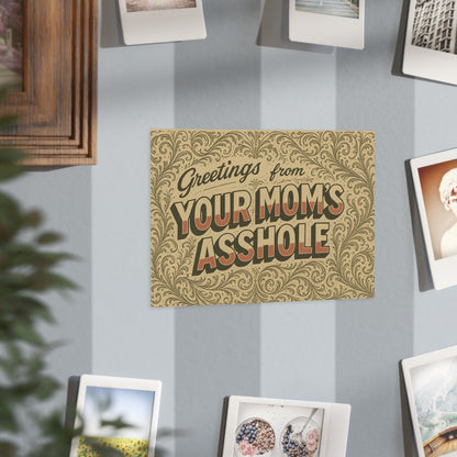 Greetings from Your Mom’s Asshole — Small Retro Art Print, Unframed