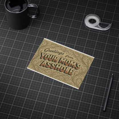Greetings from Your Mom’s Asshole — Small Retro Art Print, Unframed