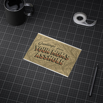 Greetings from Your Mom’s Asshole — Small Retro Art Print, Unframed