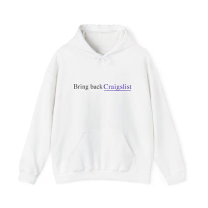 Hoodie - "Bring Back Craigslist" Minimalist Retro Logo Pullover
