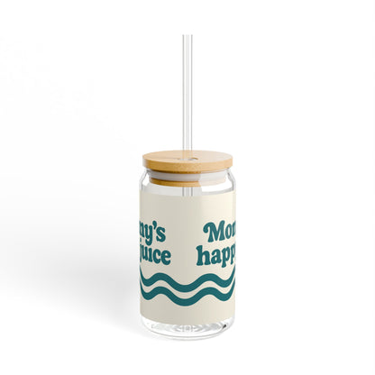 Mommy’s Happy Juice — 16oz Sipper Glass, Optional Lid & Straw