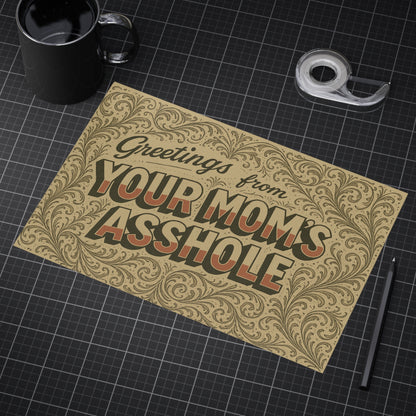 Greetings from Your Mom’s Asshole — Small Retro Art Print, Unframed