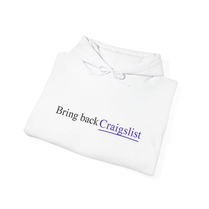 Hoodie - "Bring Back Craigslist" Minimalist Retro Logo Pullover