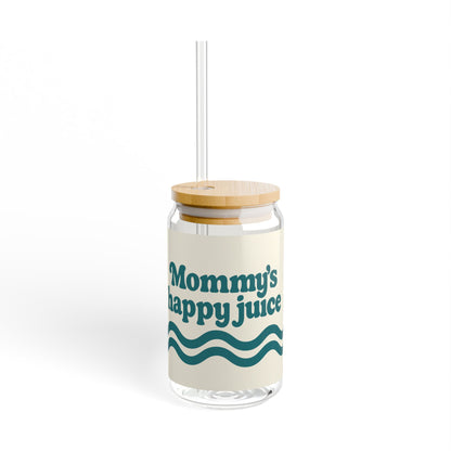 Mommy’s Happy Juice — 16oz Sipper Glass, Optional Lid & Straw