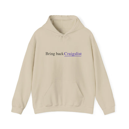 Hoodie - "Bring Back Craigslist" Minimalist Retro Logo Pullover