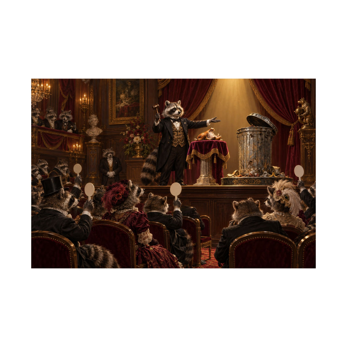 Estate Sale — Raccoon Auction Art Print
