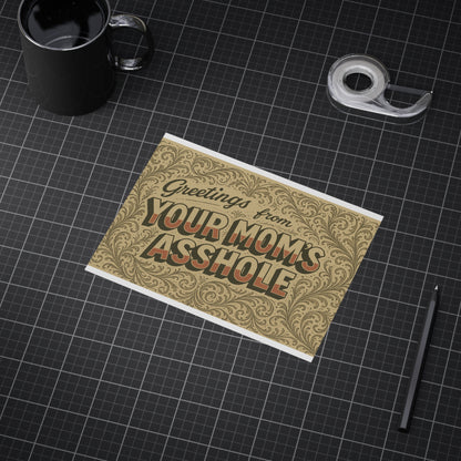 Greetings from Your Mom’s Asshole — Small Retro Art Print, Unframed