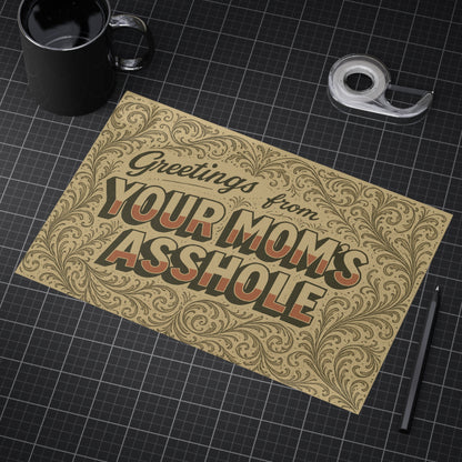 Greetings from Your Mom’s Asshole — Small Retro Art Print, Unframed
