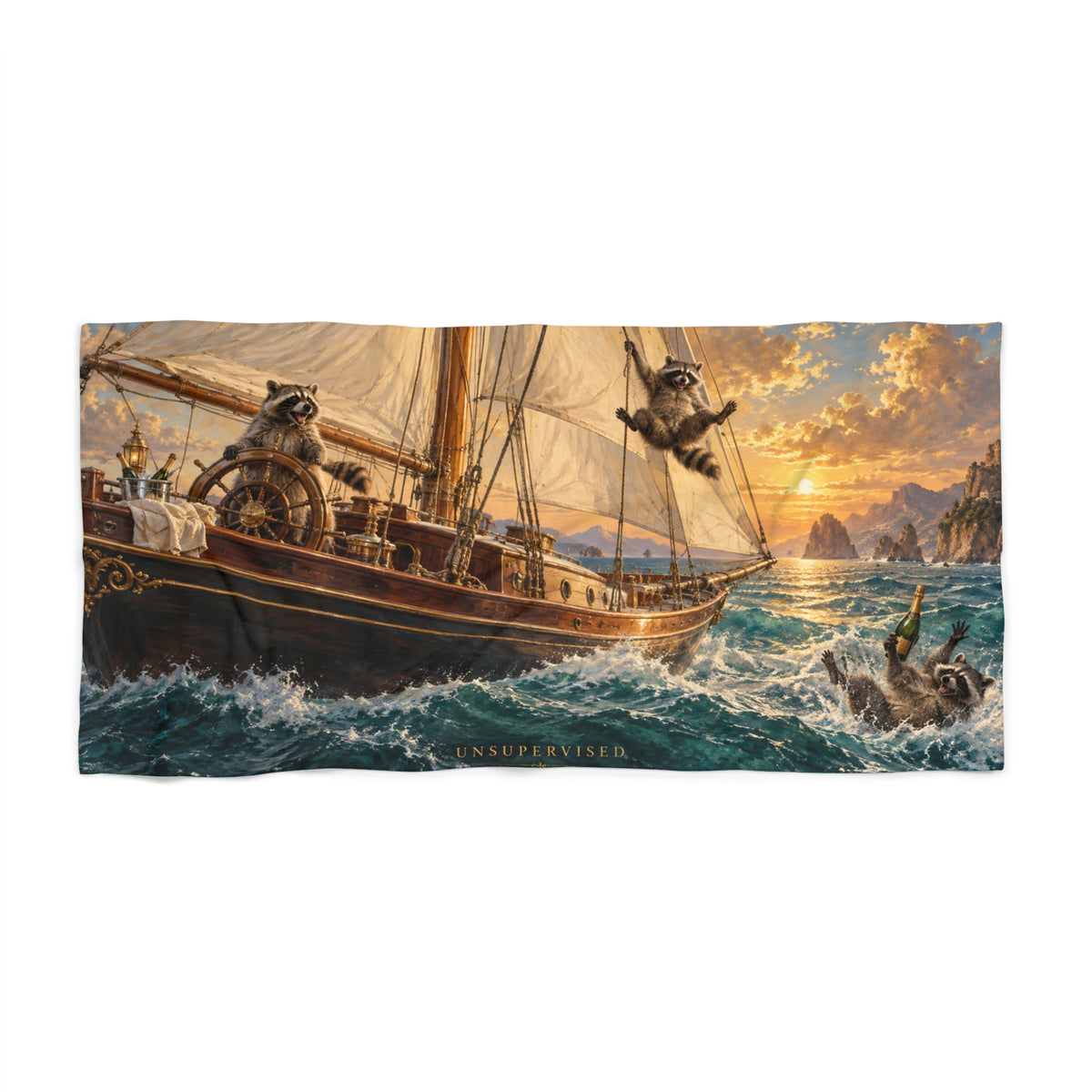 Unsupervised — Raccoon Yacht Beach Towel