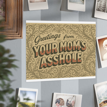 Greetings from Your Mom’s Asshole — Small Retro Art Print, Unframed