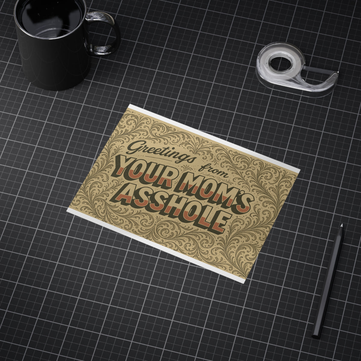 Greetings from Your Mom’s Asshole — Small Retro Art Print, Unframed