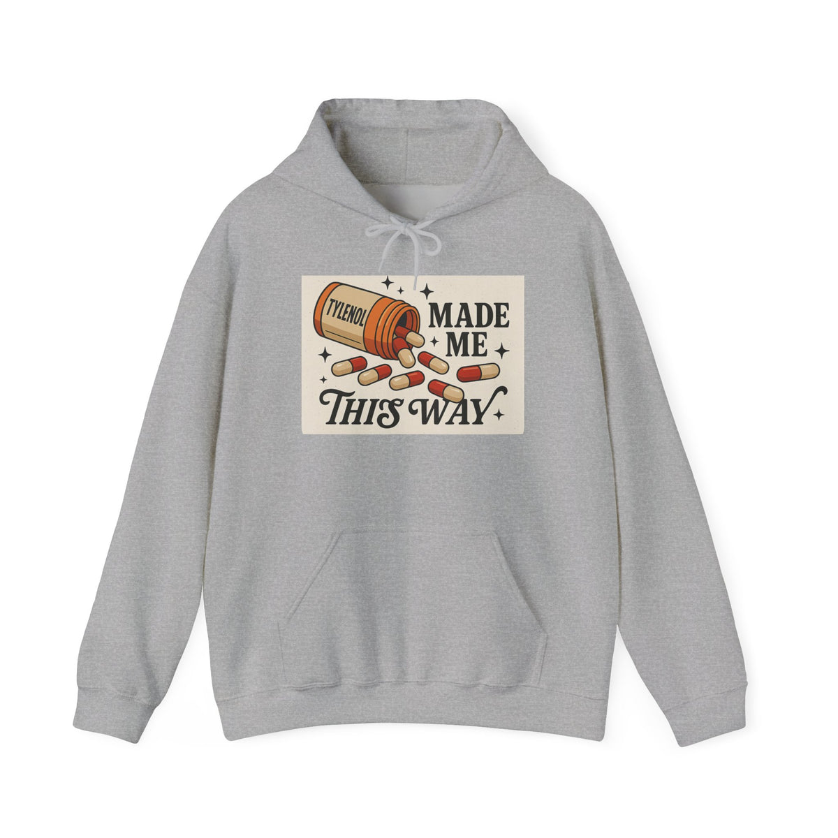 Tylenol Made Me This Way — Vintage Pill Graphic Hoodie